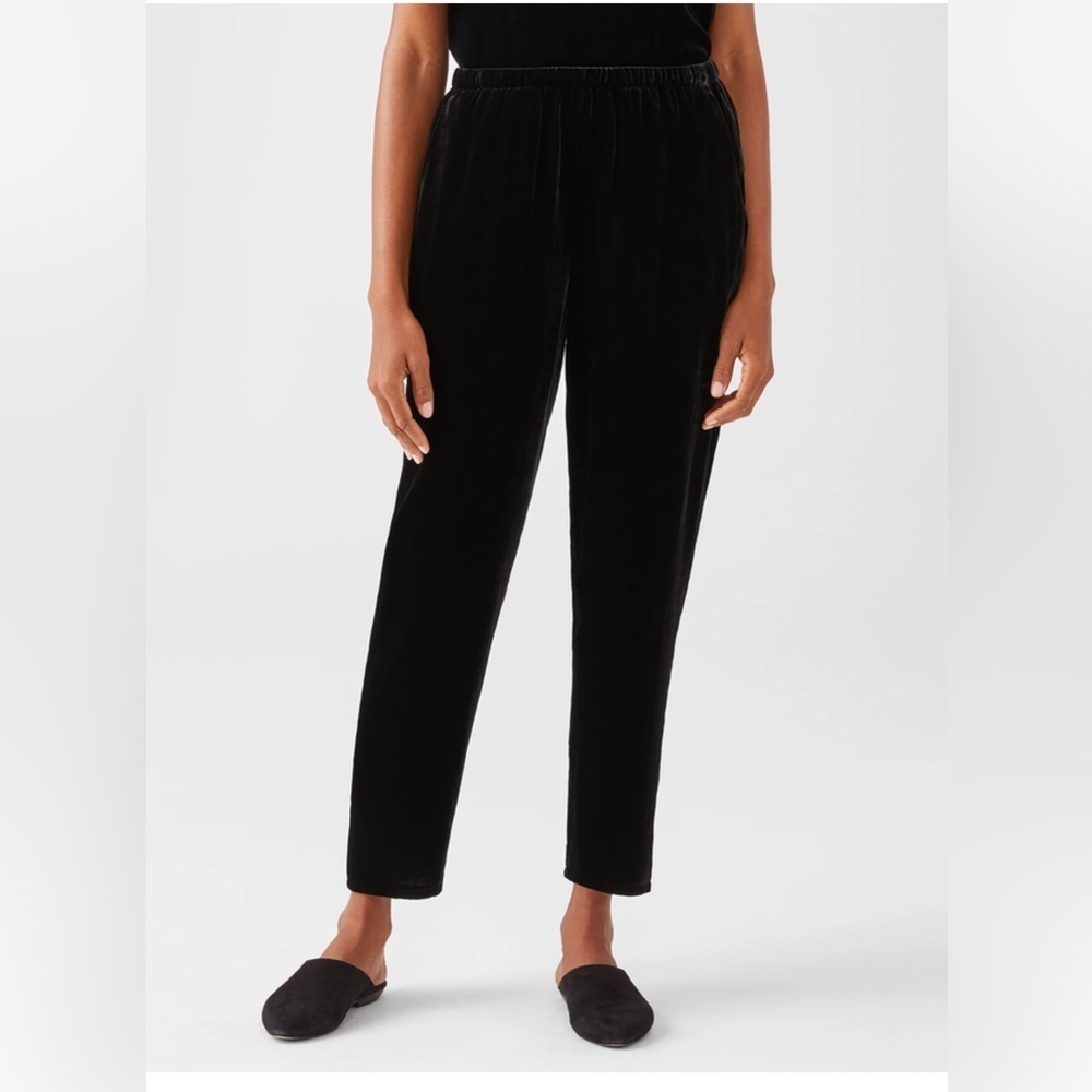 Eileen Fisher Women’s Velvet Tapered Ankle Pants Black Medium
